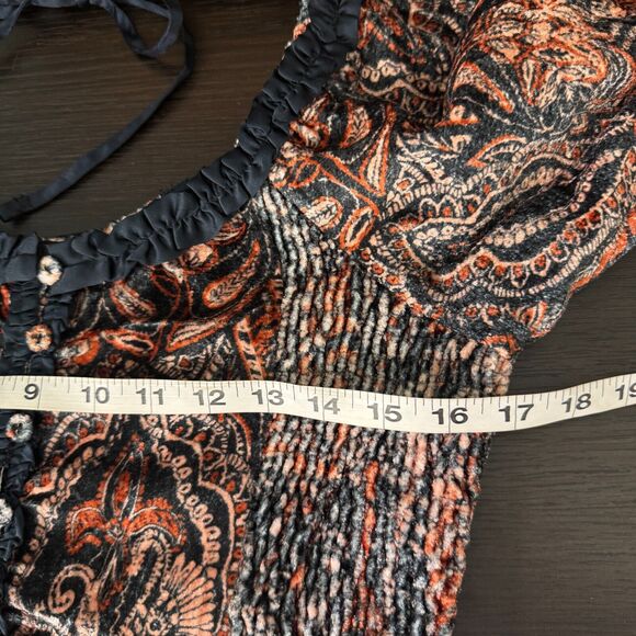 Free People Dare Me Top Women Medium Velvet Romantic Blouse Festival Boho NEW - Picture 9 of 11